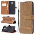 For Xiaomi Redmi 8A Color Matching Denim Texture Horizontal Flip PU Leather Case with Holder & Card Slots & Wallet & Lanyard(Brown) - 1