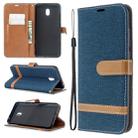 For Xiaomi Redmi 8A Color Matching Denim Texture Horizontal Flip PU Leather Case with Holder & Card Slots & Wallet & Lanyard(Dark Blue) - 1