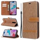 For Xiaomi Redmi 8 Color Matching Denim Texture Horizontal Flip PU Leather Case with Holder & Card Slots & Wallet & Lanyard(Brown) - 1