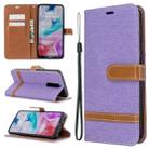 For Xiaomi Redmi 8 Color Matching Denim Texture Horizontal Flip PU Leather Case with Holder & Card Slots & Wallet & Lanyard(Purple) - 1