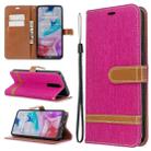 For Xiaomi Redmi 8 Color Matching Denim Texture Horizontal Flip PU Leather Case with Holder & Card Slots & Wallet & Lanyard(Rose Red) - 1