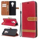 For Nokia 6.2 / 7.2 Color Matching Denim Texture Horizontal Flip PU Leather Case with Holder & Card Slots & Wallet & Lanyard(Red) - 1