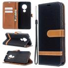 For Nokia 6.2 / 7.2 Color Matching Denim Texture Horizontal Flip PU Leather Case with Holder & Card Slots & Wallet & Lanyard(Black) - 1