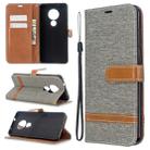 For Nokia 6.2 / 7.2 Color Matching Denim Texture Horizontal Flip PU Leather Case with Holder & Card Slots & Wallet & Lanyard(Gray) - 1