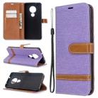 For Nokia 6.2 / 7.2 Color Matching Denim Texture Horizontal Flip PU Leather Case with Holder & Card Slots & Wallet & Lanyard(Purple) - 1