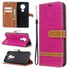 For Nokia 6.2 / 7.2 Color Matching Denim Texture Horizontal Flip PU Leather Case with Holder & Card Slots & Wallet & Lanyard(Rose Red) - 1