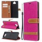 For Sony Xperia 20 Color Matching Denim Texture Horizontal Flip PU Leather Case with Holder & Card Slots & Wallet & Lanyard(Rose Red) - 1