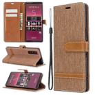 For Sony Xperia 5 / XZ5 Color Matching Denim Texture Horizontal Flip PU Leather Case with Holder & Card Slots & Wallet & Lanyard(Brown) - 1