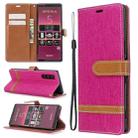 For Sony Xperia 5 / XZ5 Color Matching Denim Texture Horizontal Flip PU Leather Case with Holder & Card Slots & Wallet & Lanyard(Rose Red) - 1