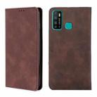 For Infinix Hot 9 / Note 7 Lite X655C Skin Feel Magnetic Horizontal Flip Leather Case with Holder & Card Slots(Dark Brown) - 1