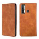 For Tecno Camon 17 Skin Feel Magnetic Horizontal Flip Leather Case with Holder & Card Slots(Light Brown) - 1