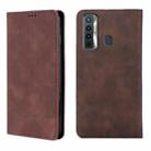 For Tecno Camon 17 Skin Feel Magnetic Horizontal Flip Leather Case with Holder & Card Slots(Dark Brown) - 1