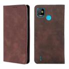 For Infinix Tecno Pop 5 Skin Feel Magnetic Horizontal Flip Leather Case with Holder & Card Slots(Dark Brown) - 1