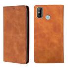 For Tecno Spark 6 GO Skin Feel Magnetic Horizontal Flip Leather Case with Holder & Card Slots(Light Brown) - 1