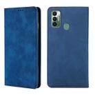 For Tecno Spark 7 Skin Feel Magnetic Horizontal Flip Leather Case with Holder & Card Slots(Blue) - 1