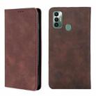 For Tecno Spark 7 Skin Feel Magnetic Horizontal Flip Leather Case with Holder & Card Slots(Dark Brown) - 1