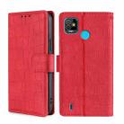 For Tecno Pop 5 Skin Feel Crocodile Texture Magnetic Clasp Horizontal Flip PU Leather Case with Holder & Card Slots & Wallet(Red) - 1