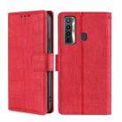 For Tecno Camon 17 Skin Feel Crocodile Texture Magnetic Clasp Horizontal Flip PU Leather Case with Holder & Card Slots & Wallet(Red) - 1