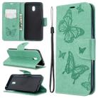 For Xiaomi Redmi  8A Embossing Two Butterflies Pattern Horizontal Flip PU Leather Case with Holder & Card Slot & Wallet & Lanyard(Green) - 1