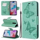 For Xiaomi Redmi  8 Embossing Two Butterflies Pattern Horizontal Flip PU Leather Case with Holder & Card Slot & Wallet & Lanyard(Green) - 1