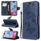 For Xiaomi Redmi  8 Embossing Two Butterflies Pattern Horizontal Flip PU Leather Case with Holder & Card Slot & Wallet & Lanyard(Dark Blue) - 1