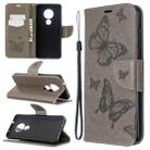 For Nokia 6.2 / 7.2 Embossing Two Butterflies Pattern Horizontal Flip PU Leather Case with Holder & Card Slot & Wallet & Lanyard(Gray) - 1
