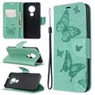 For Nokia 6.2 / 7.2 Embossing Two Butterflies Pattern Horizontal Flip PU Leather Case with Holder & Card Slot & Wallet & Lanyard(Green) - 1