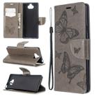 For Sony Xperia 20 Embossing Two Butterflies Pattern Horizontal Flip PU Leather Case with Holder & Card Slot & Wallet & Lanyard(Gray) - 1