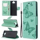 For Sony Xperia 20 Embossing Two Butterflies Pattern Horizontal Flip PU Leather Case with Holder & Card Slot & Wallet & Lanyard(Green) - 1