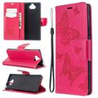 For Sony Xperia 20 Embossing Two Butterflies Pattern Horizontal Flip PU Leather Case with Holder & Card Slot & Wallet & Lanyard(Rose Red) - 1
