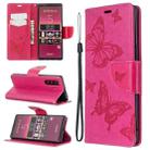 For Sony Xperia 5 / XZ5 Embossing Two Butterflies Pattern Horizontal Flip PU Leather Case with Holder & Card Slot & Wallet & Lanyard(Rose Red) - 1