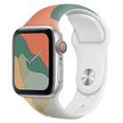 Morandi Series Contrast Color Silicone Watch Band For Apple Watch Series 9&8&7 41mm / SE 3&SE 2&6&SE&5&4 40mm / 3&2&1 38mm(Green Snow Orange) - 1