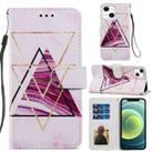 For iPhone 13 Painted Pattern Horizontal Flip Leather Case with Holder & Card Slots & Photo Frame(Three-color Marble) - 1
