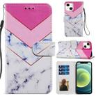 For iPhone 13 Painted Pattern Horizontal Flip Leather Case with Holder & Card Slots & Photo Frame(Smoke Marble) - 1