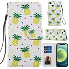 For iPhone 13 mini Painted Pattern Horizontal Flip Leather Case with Holder & Card Slots & Photo Frame (Pineapple) - 1