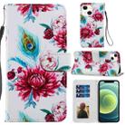 For iPhone 13 mini Painted Pattern Horizontal Flip Leather Case with Holder & Card Slots & Photo Frame (Peacock Flower) - 1