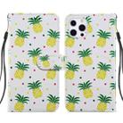 For iPhone 13 Pro Painted Pattern Horizontal Flip Leather Case with Holder & Card Slots & Photo Frame (Pineapple) - 1