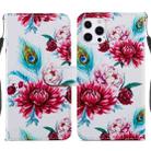 For iPhone 13 Pro Painted Pattern Horizontal Flip Leather Case with Holder & Card Slots & Photo Frame (Peacock Flower) - 1