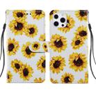 For iPhone 13 Pro Painted Pattern Horizontal Flip Leather Case with Holder & Card Slots & Photo Frame (Sunflower) - 1