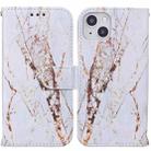 For iPhone 13 Horizontal Flip Leather Case with Holder(White Marble) - 1