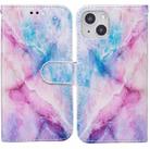 For iPhone 13 Horizontal Flip Leather Case with Holder(Blue Pink Marble) - 1