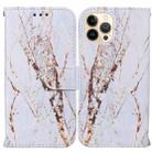 For iPhone 13 Pro Max Horizontal Flip Leather Case with Holder (White Marble) - 1