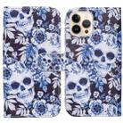 For iPhone 13 Pro Horizontal Flip Leather Case with Holder & Card Slots & Photo Frame & Wallet (Skull and Flower) - 1