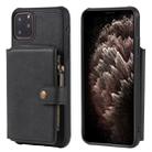 For iPhone 11 Pro Max Buckle Zipper Shockproof Protective Case with Holder & Card Slots & Wallet & Lanyard & Photos Frames(Black) - 1