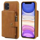 For iPhone 11 Buckle Zipper Shockproof Protective Case with Holder & Card Slots & Wallet & Lanyard & Photos Frames(Brown) - 1