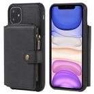 For iPhone 11 Buckle Zipper Shockproof Protective Case with Holder & Card Slots & Wallet & Lanyard & Photos Frames(Black) - 1