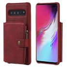 For Galaxy S10 5G Buckle Zipper Shockproof Protective Case with Holder & Card Slots & Wallet & Lanyard & Photos Frames(Red) - 1