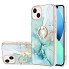 For iPhone 13 mini Electroplating Marble Pattern IMD TPU Shockproof Case with Ring Holder ( Green 003) - 1