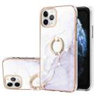 For iPhone 11 Pro Max Electroplating Marble Pattern IMD TPU Shockproof Case with Ring Holder (White 006) - 1
