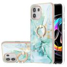 For Motorola Moto Edge 20 Lite Electroplating Marble Pattern IMD TPU Shockproof Case with Ring Holder(Green 003) - 1